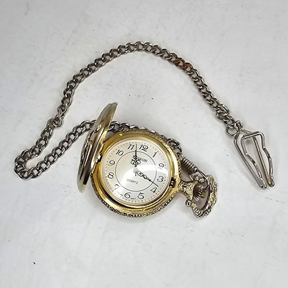 Edison Pocket Watch Quartz Eagle Motif Thailand Movement - Picture 4 of 9